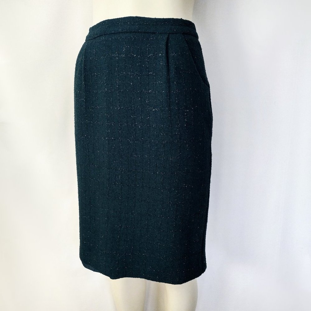 Karen Scott Green Textured High Waisted Pencil Skirt With Pockets